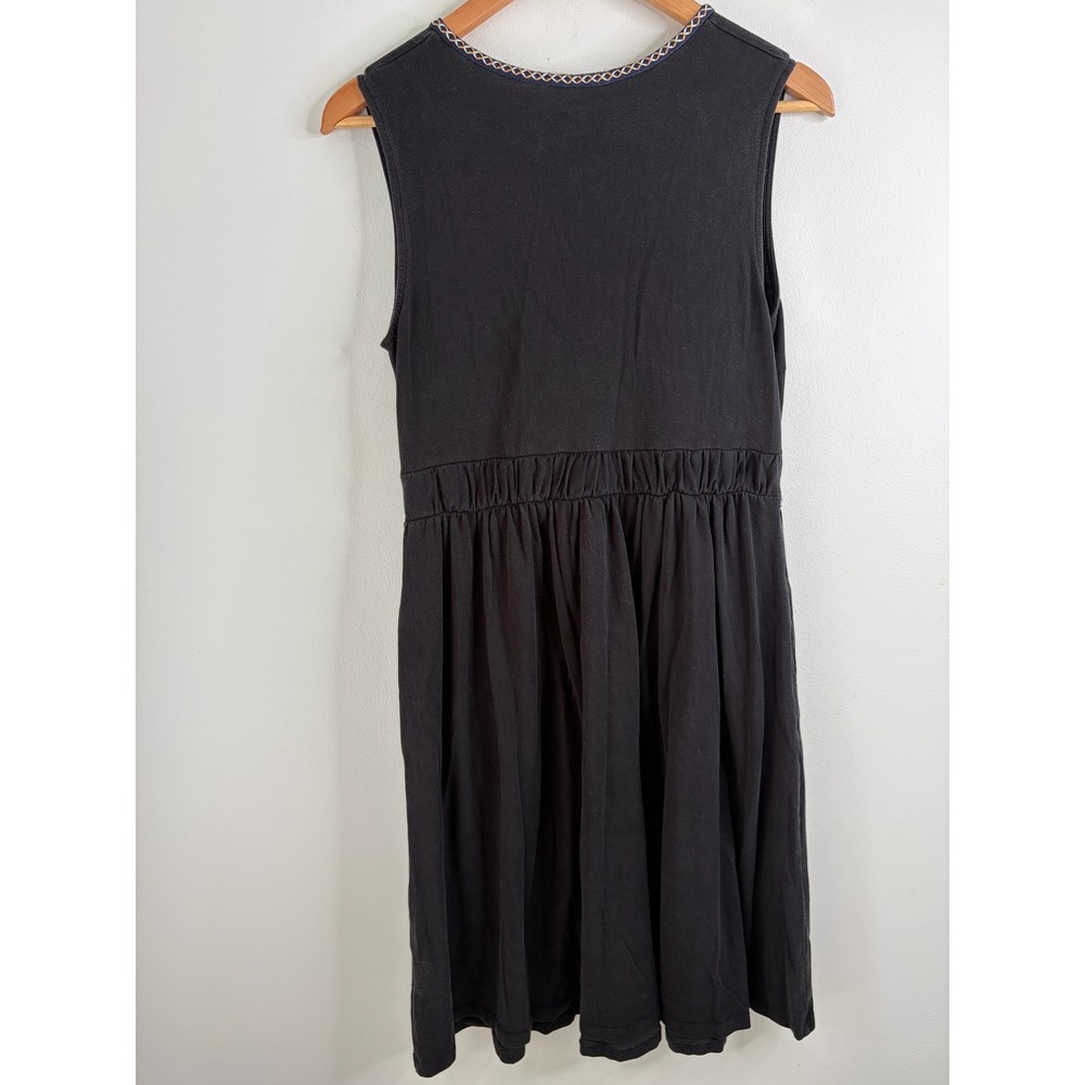 Garnet Hill Dress Sz M Embroidered V-Neck Empire Waist Pockets Minimalist Boho - Picture 4 of 9